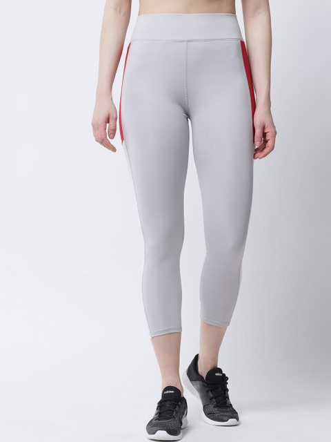 

Tulsattva Women Grey & Red Colourblocked Tights