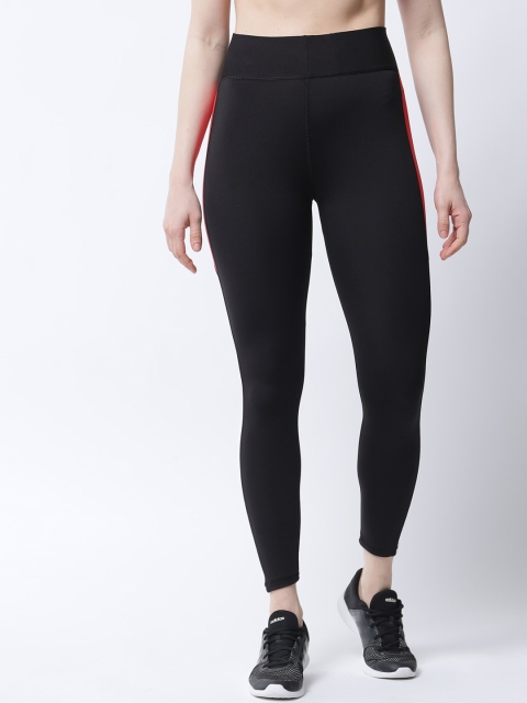 

Tulsattva Women Black & Red Color-Blocked Ankle-Length Tights