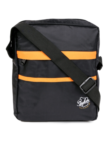 

SPYKAR Men Black & Orange Striped Messenger Bag