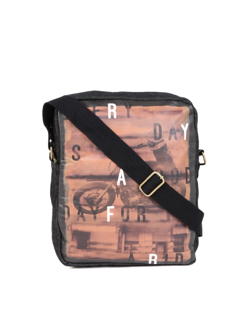 

SPYKAR Men Black & Brown Printed Messenger Bag