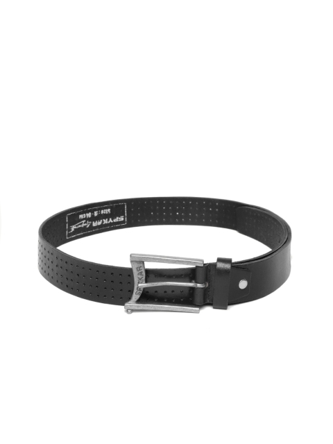 

SPYKAR Men Black Cut-Out Leather Belt
