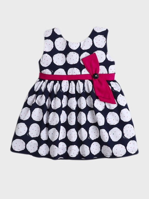 

The Magic Wand Girls Navy Blue Polka Dots Dress