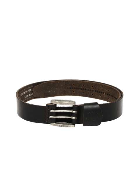 

SPYKAR Men Black Leather Belt