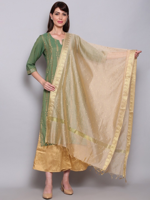 

Miaz Lifestyle Beige Ethnic Motifs Batik Dupatta with Chikankari