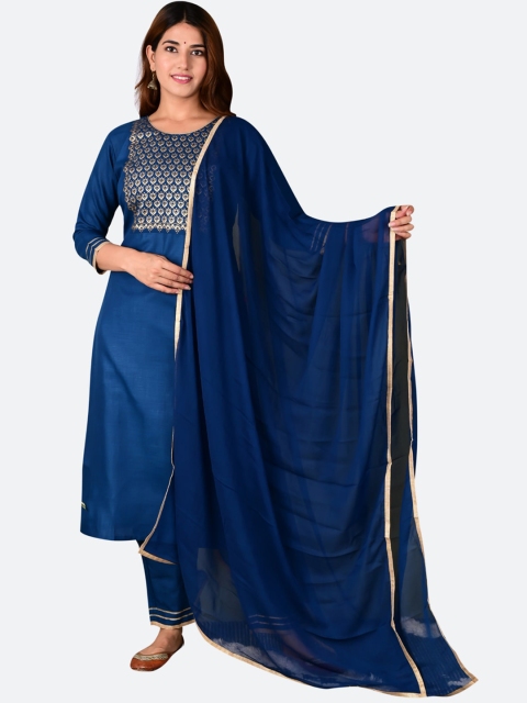 

KALINI Women Blue Kurta with Palazzos & Dupatta