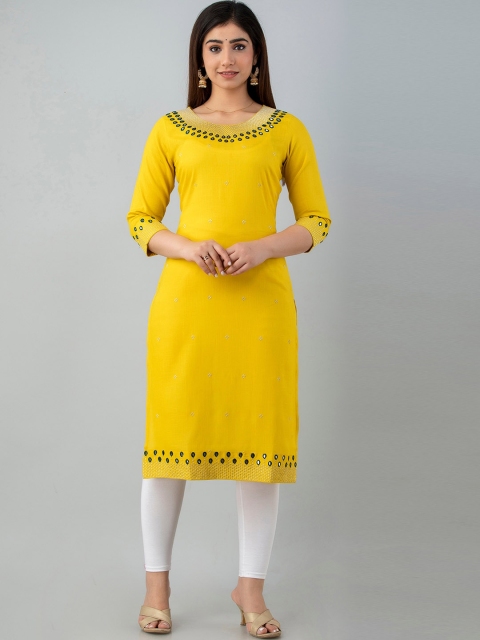 

CKM Women Mustard Yellow Kurta