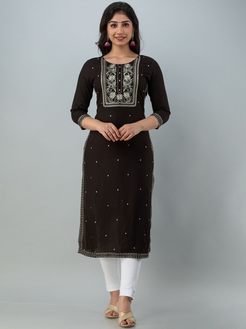 

CKM Women Brown Thread Work Kurta