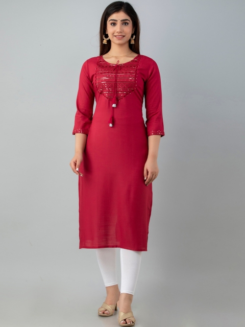 

CKM Women Red Thread Work Kurta