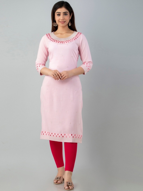 

CKM Women Pink Thread Work Pathani Kurta