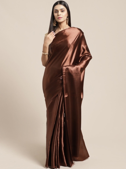 

SHAVYA Brown Zari Satin Saree