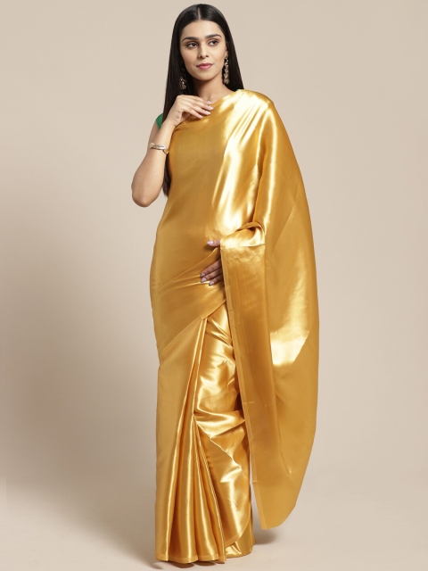 

SHAVYA Gold-Toned Zari Satin Fusion Saree