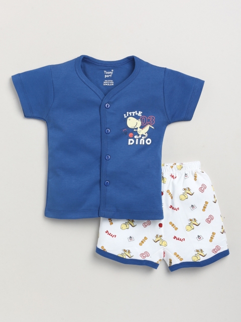 

Toonyport Kids Blue & White Printed Pure Cotton Shirt with Shorts