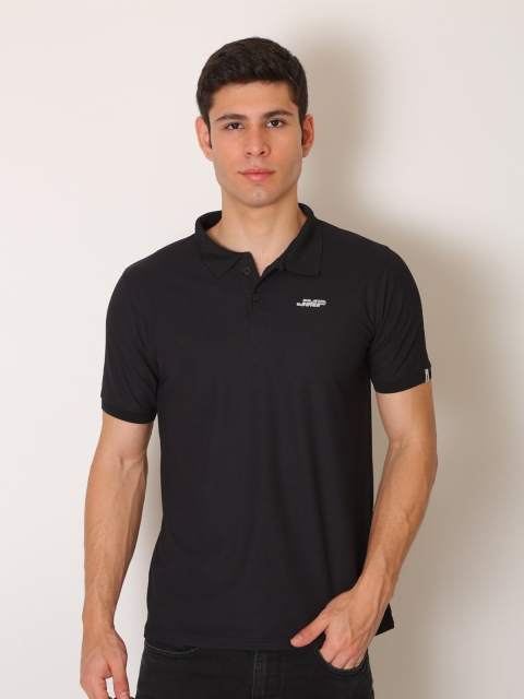 

JMP Men Black Polo Collar Slim Fit Casual T-shirt