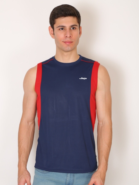 

JMP Men Navy Blue Striped Outdoor T-shirt