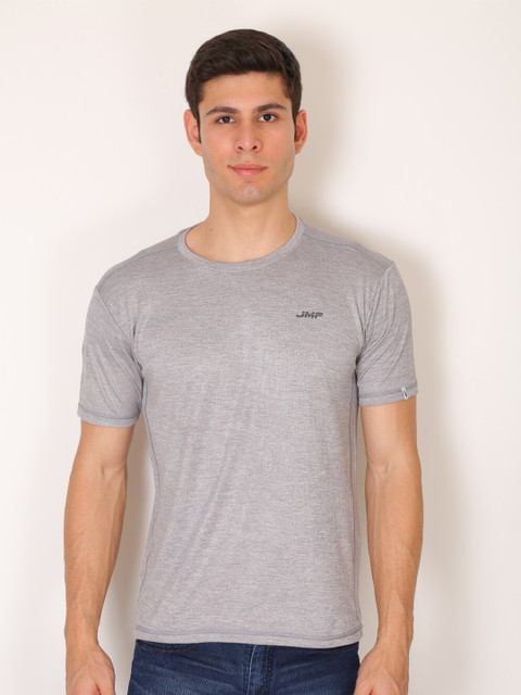 

JMP Men Grey Melange Slim Fit Casual T-shirt