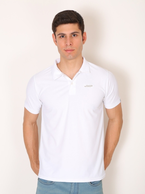 

JMP Men White Polo Collar Slim Fit T-shirt