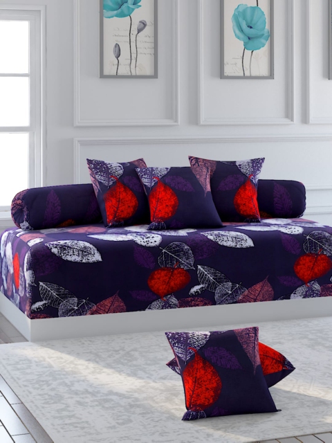 

MODEFE Set Of 8 Navy Blue Cotton Diwan Set