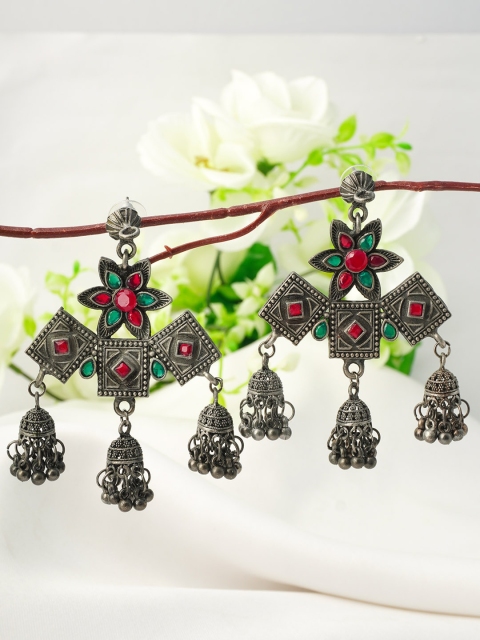 

Urmika Silver-Toned Classic Jhumkas Earrings