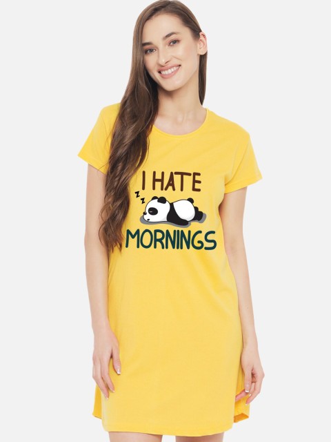 

FFLIRTYGO Yellow Printed Nightdress