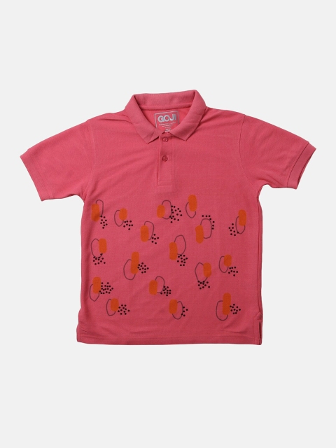 

GOJI Boys Pink Printed Polo Collar T-shirt