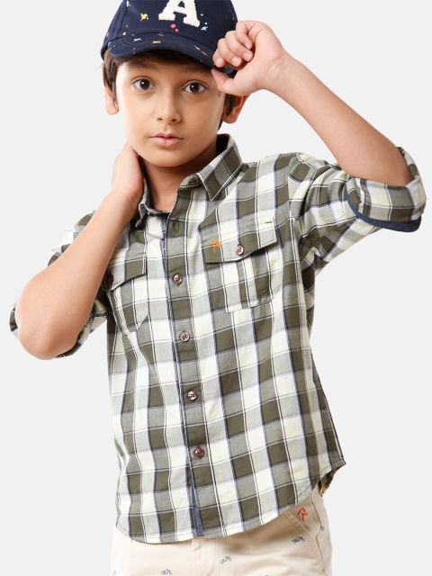 

CP BRO Boys Multicoloured Standard Slim Fit Checked Casual Shirt, Multi