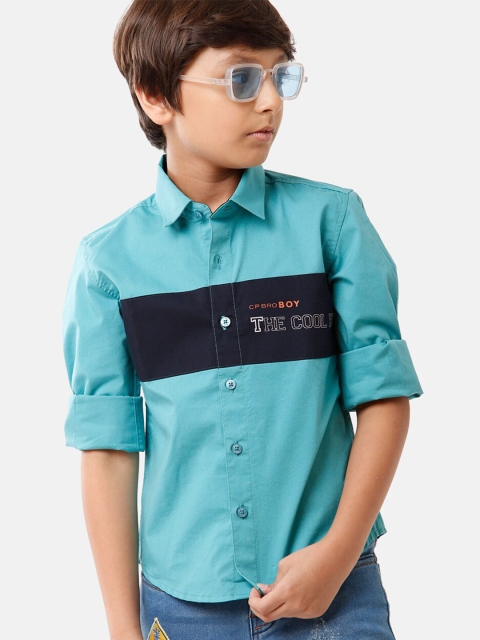 

CP BRO Boys Blue Standard Slim Fit Printed Casual Shirt