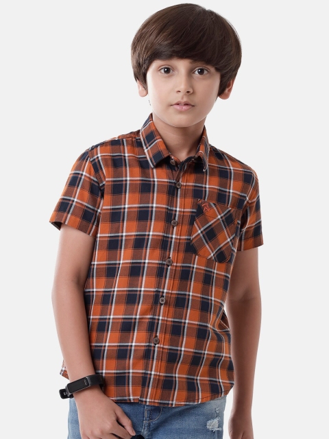 

CP BRO Boys Brown Standard Slim Fit Tartan Checks Checked Casual Shirt