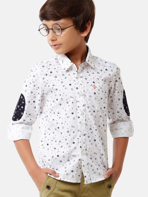 

CP BRO Boys White Standard Slim Fit Floral Printed Casual Shirt