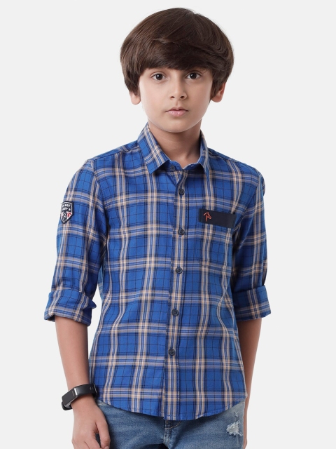 

CP BRO Boys Blue Standard Slim Fit Tartan Checks Checked Casual Shirt