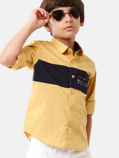 

CP BRO Boys Yellow Standard Slim Fit Casual Shirt
