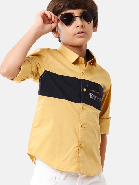 

CP BRO Boys Yellow Standard Slim Fit Casual Shirt