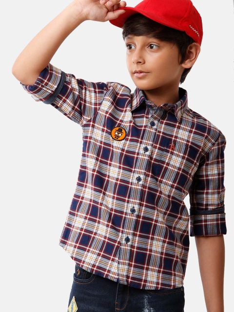 

CP BRO Boys Multicoloured Standard Slim Fit Tartan Checks Checked Casual Shirt, Multi