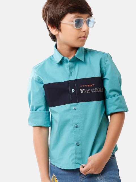 

CP BRO Boys Blue Standard Slim Fit Printed Casual Shirt