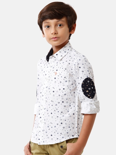 

CP BRO Boys White Standard Slim Fit Floral Printed Casual Shirt