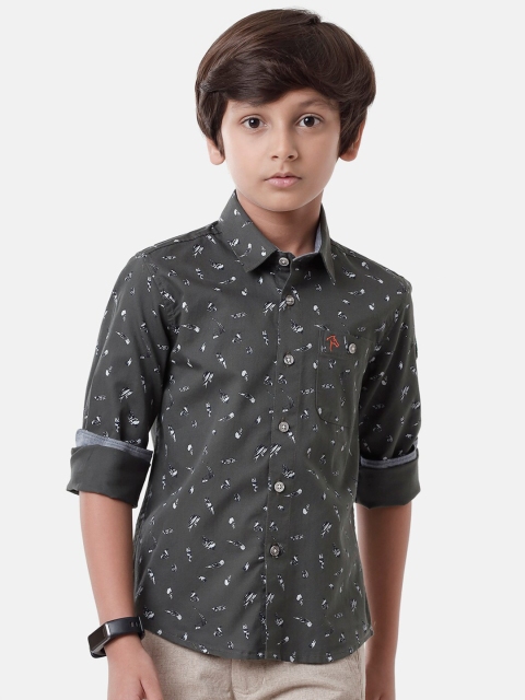 

CP BRO Boys Grey Standard Slim Fit Printed Casual Shirt