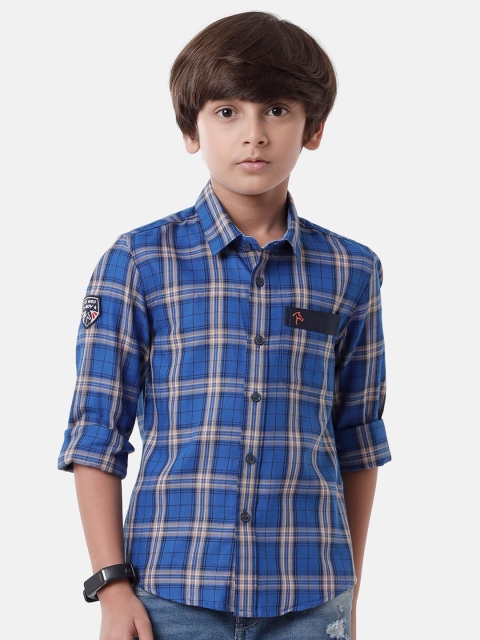 

CP BRO Boys Blue Standard Slim Fit Tartan Checks Checked Casual Shirt