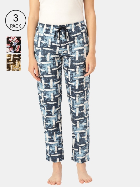 

Leading Lady Women Pack Of 3 Printed Cotton Lounge Pants, Red