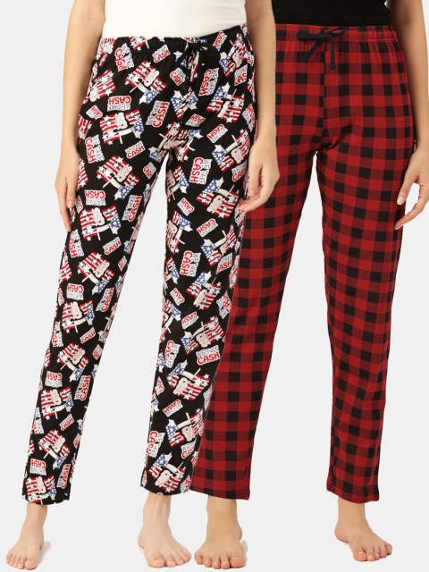 

Leading Lady Women Pack Of 2 Pure Cotton Lounge Pants, Red