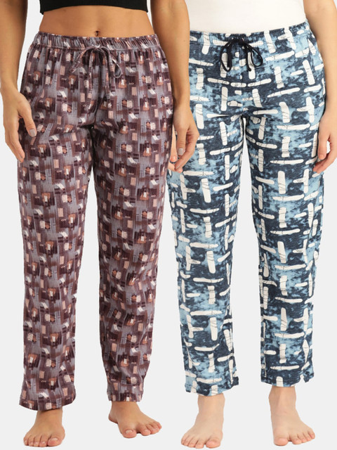 

Leading Lady Women Pack Of 2 Printed Pure Cotton Lounge Pants, Blue
