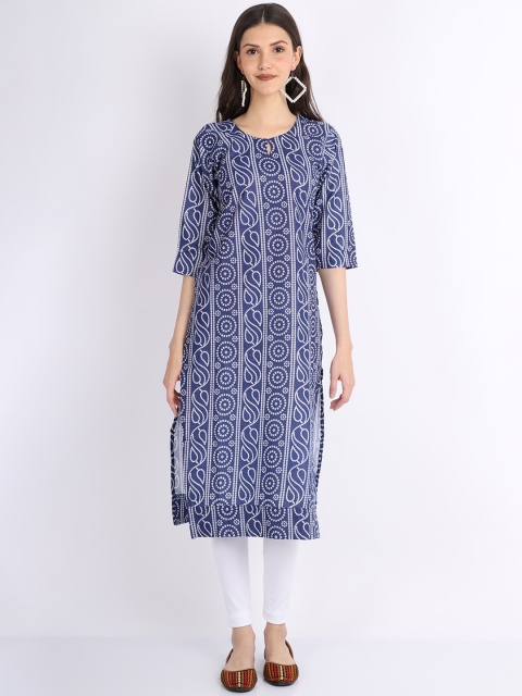 

GRACIT Women Blue Printed Panelled Kurti with Trousers