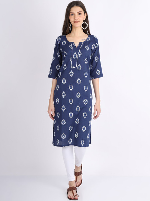 

GRACIT Women Navy Blue Printed Kurta with Trousers