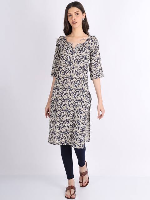 

GRACIT Women Grey Floral Printed Pleated Kurta with Trousers