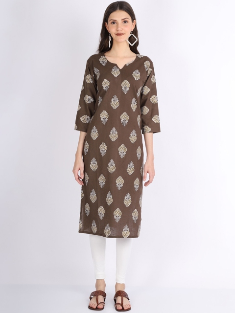 

GRACIT Women Brown Ethnic Motifs Printed Angrakha Kurta with Palazzos