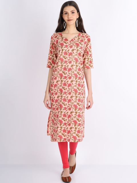 

GRACIT Women Pink Printed Pleated Kurti with Trousers