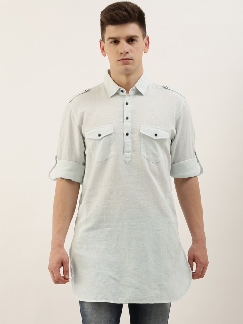 

IVOC Men White Patchwork Pathani Kurta