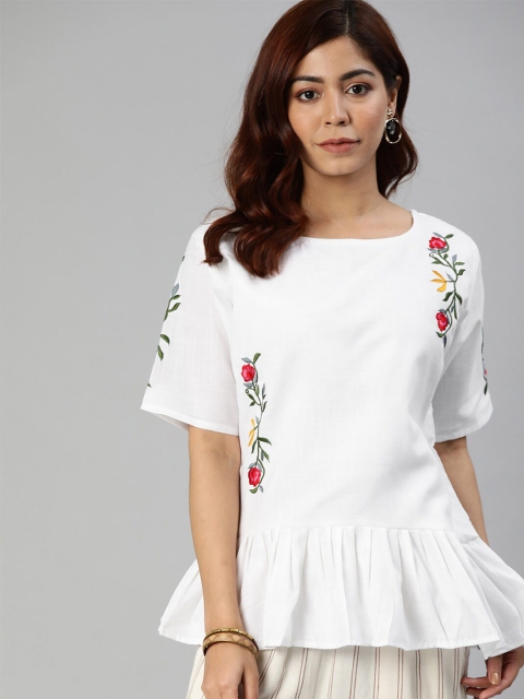 

SHAVYA White & Red Embroidered Tunic