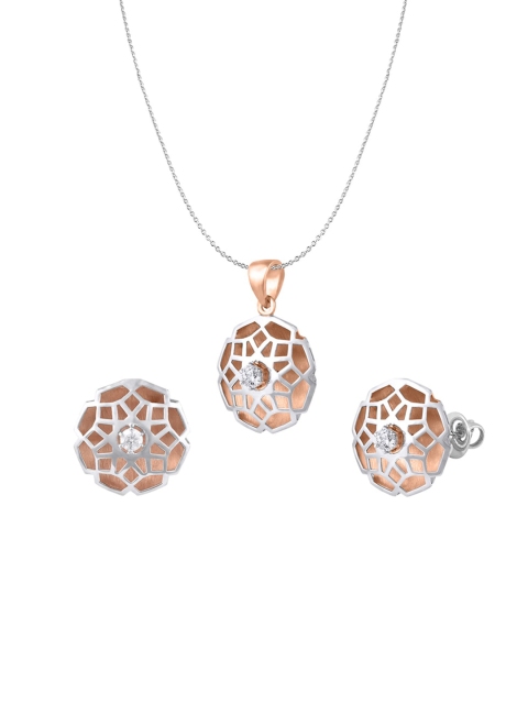 

ZILVER Silver-Plated CZ Studded Jewellery Set