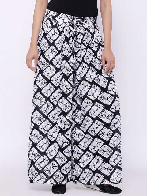 

SOUNDARYA White & Black Printed Palazzos