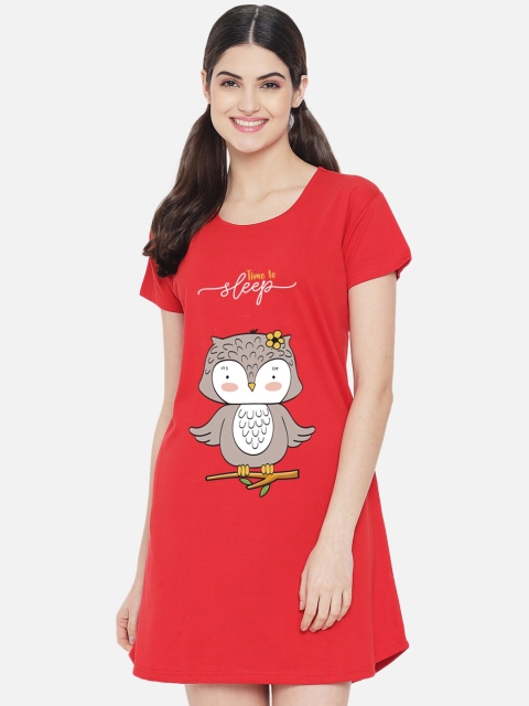 

FFLIRTYGO Red Printed Nightdress