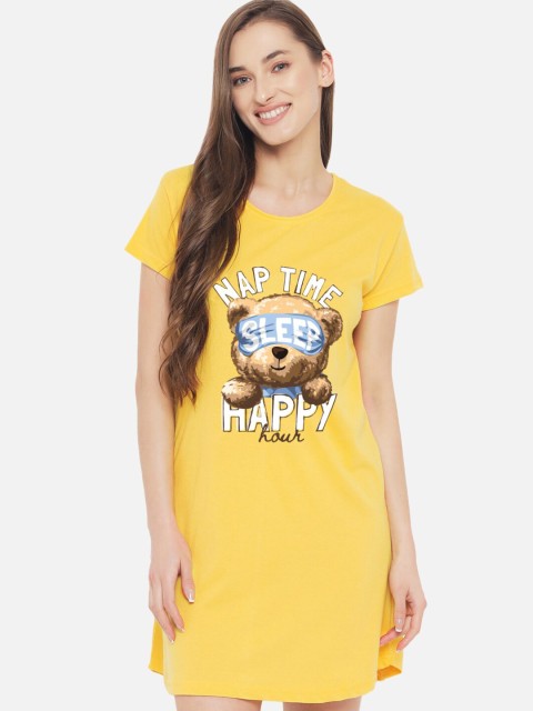 

FFLIRTYGO Yellow Printed Nightdress